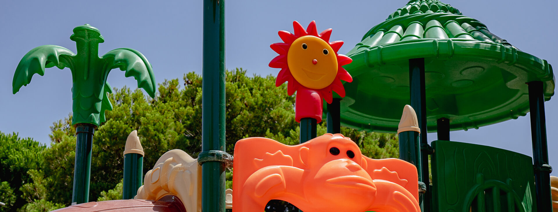 The children’s play area at Cap du Roc, campsite in Aude